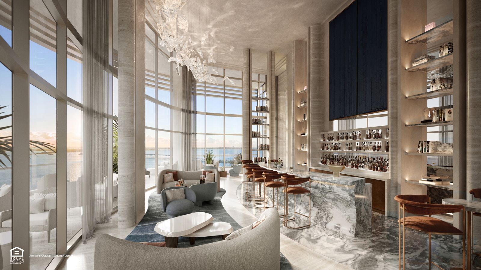 St. Regis Residences Miami library bar